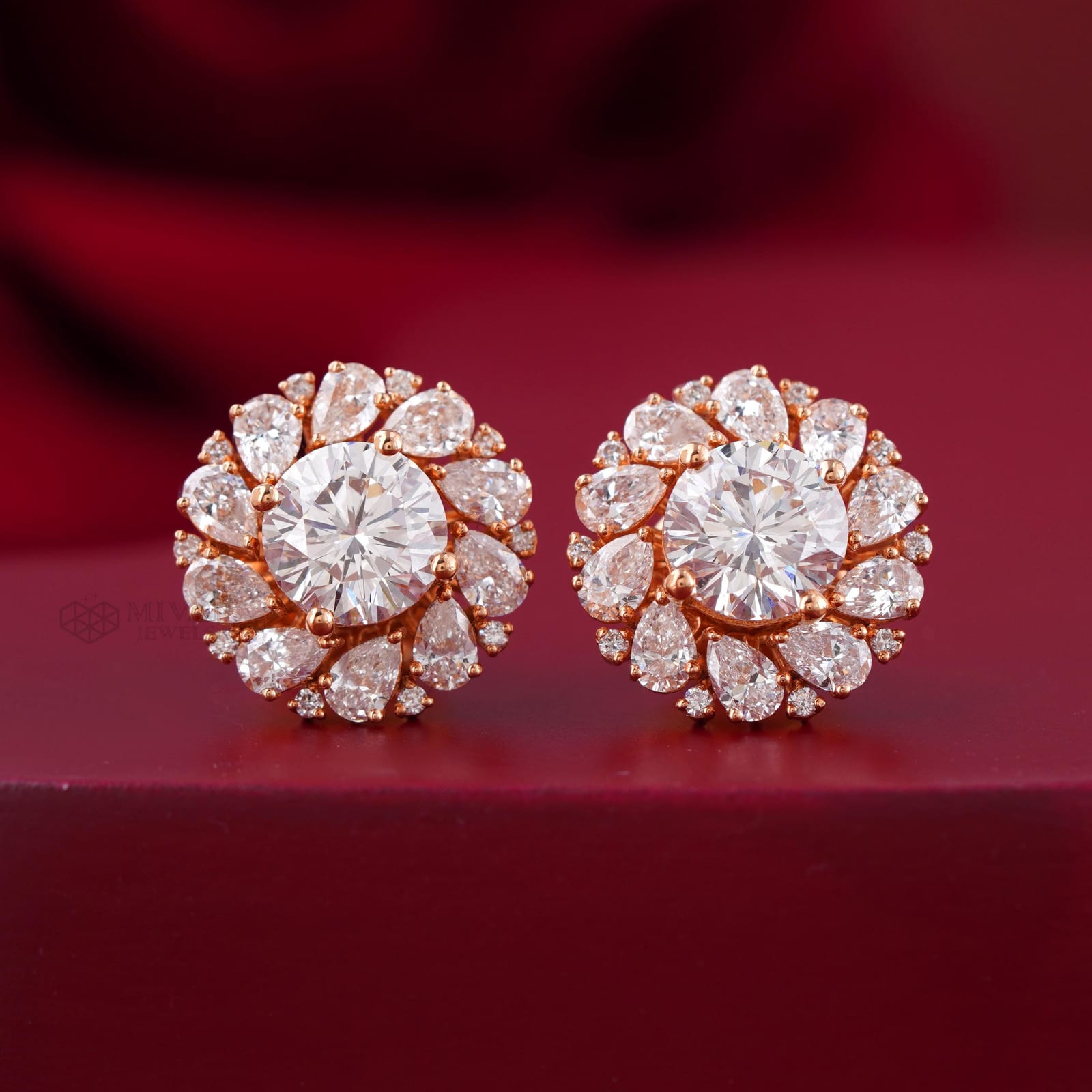 Floral Lab Grown Diamond Stud Earrings