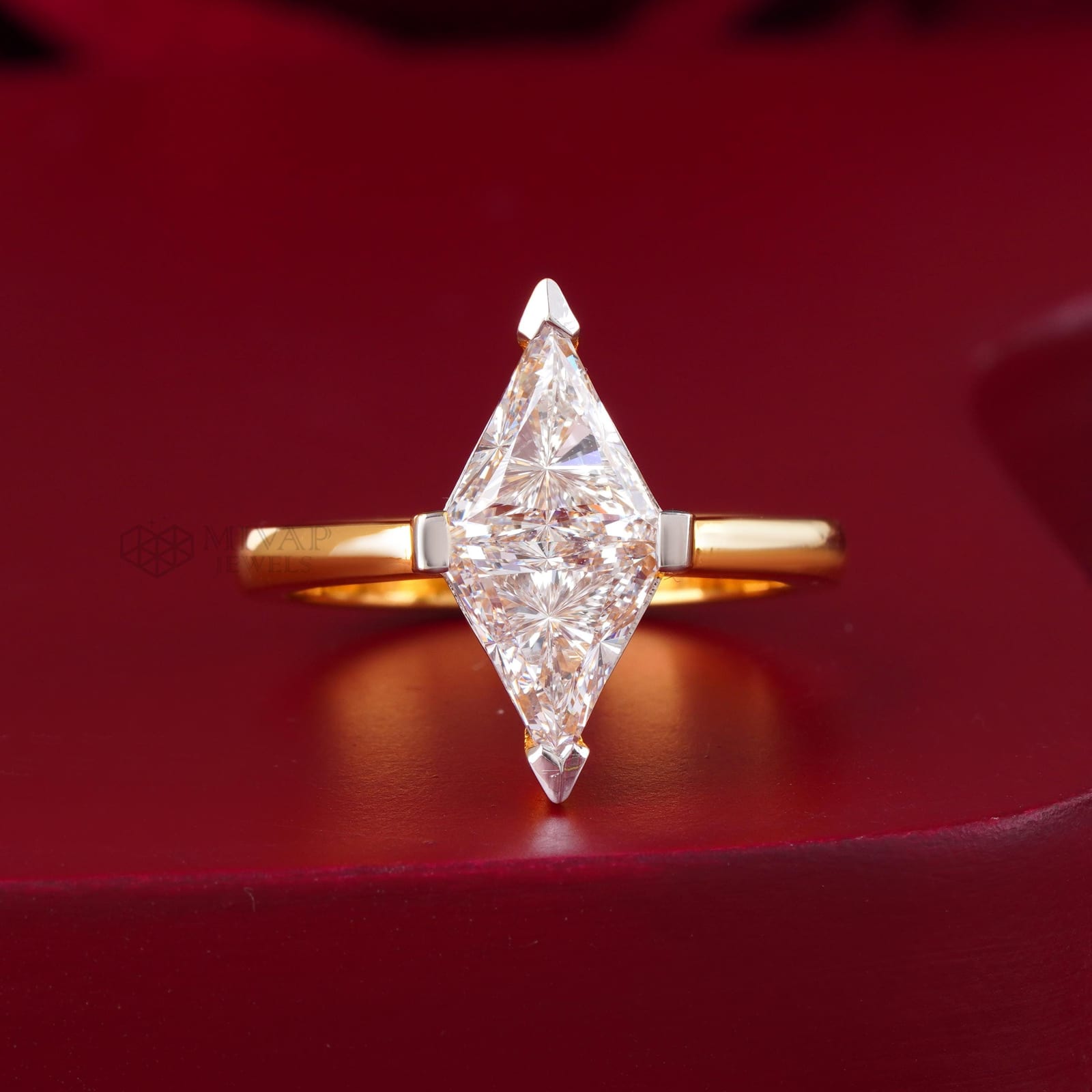 2.02 CT Lab Grown Trillion Diamond Ring – 18K Yellow Gold Geometric Solitaire