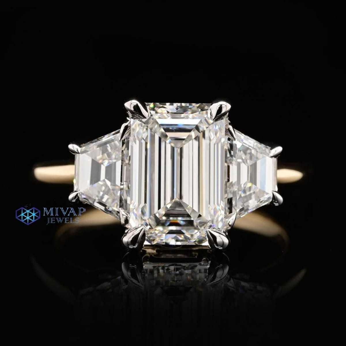 Emerald Cut Three Stone Lab Diamond Ring