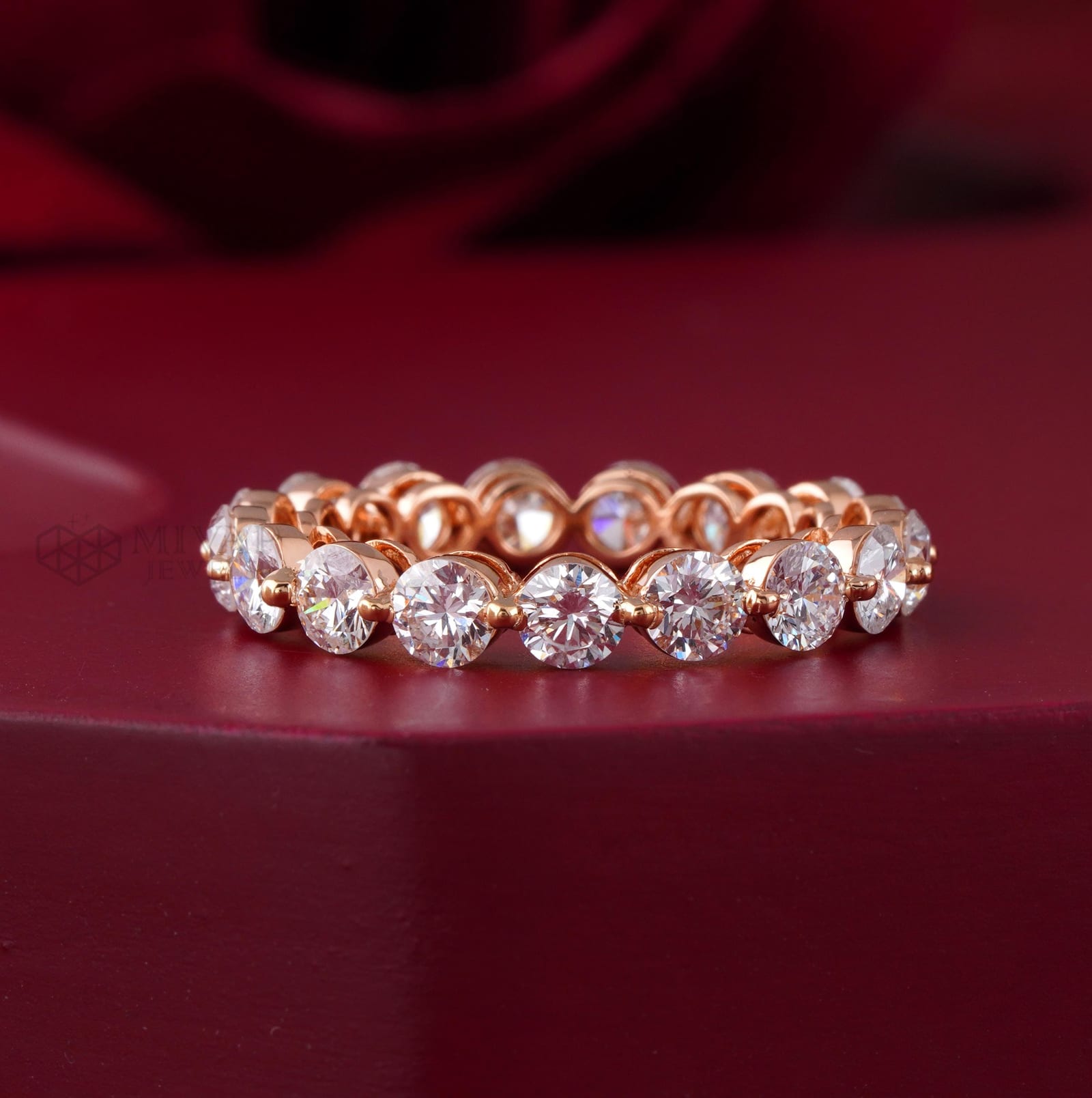 14KT Rose Gold Lab Grown Diamond Eternity Wedding Band