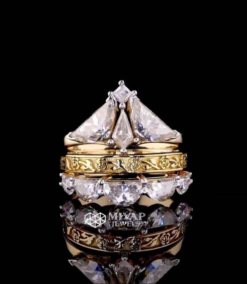 Moth Lab Grown Diamond Ring Set: 14kt Yellow Gold