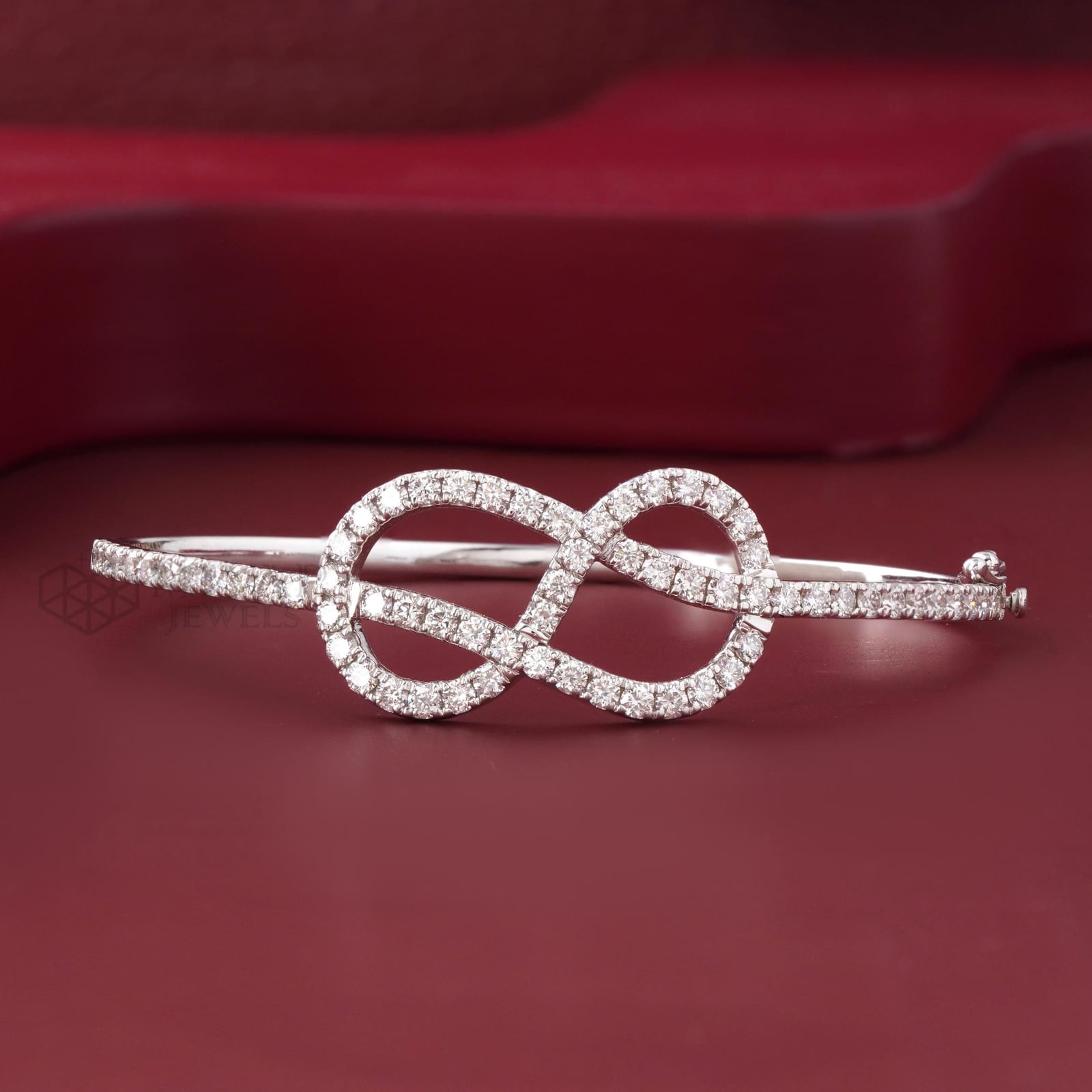 Dainty 14K Gold Lab Grown Diamond Infinity Bangle Bracelet