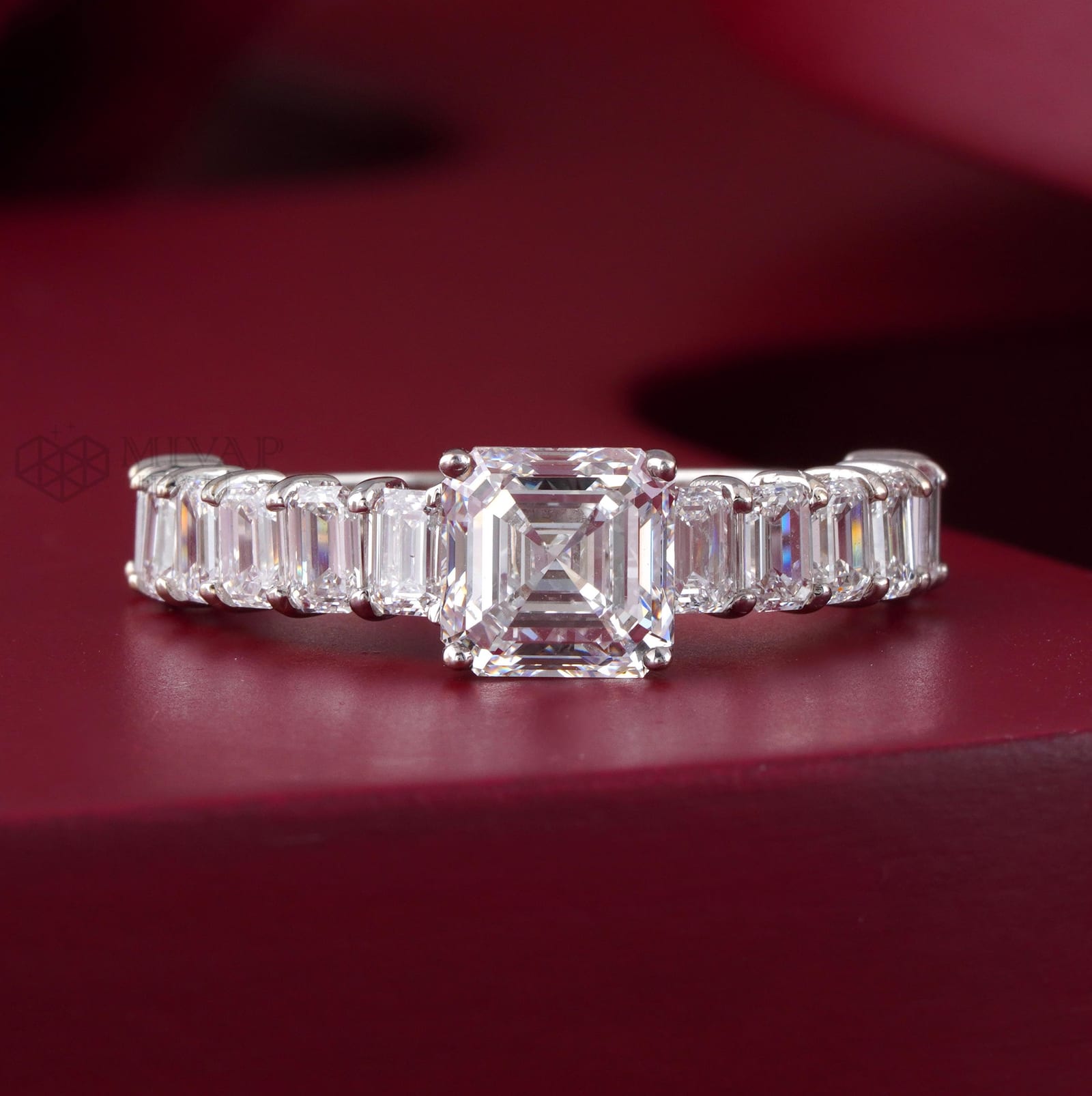 1.50 CT Asscher Cut Lab Grown Diamond Ring