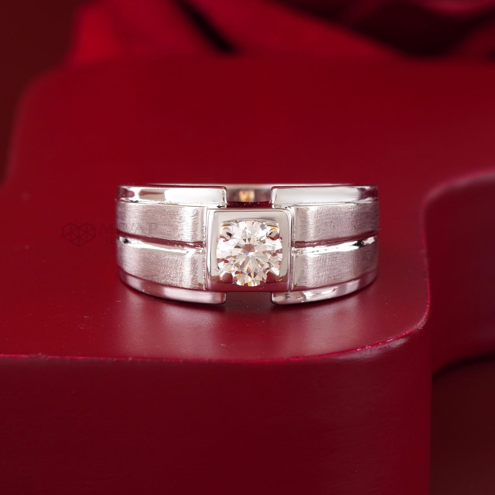Geometric Solitaire Lab Grown Diamond Men’s Ring