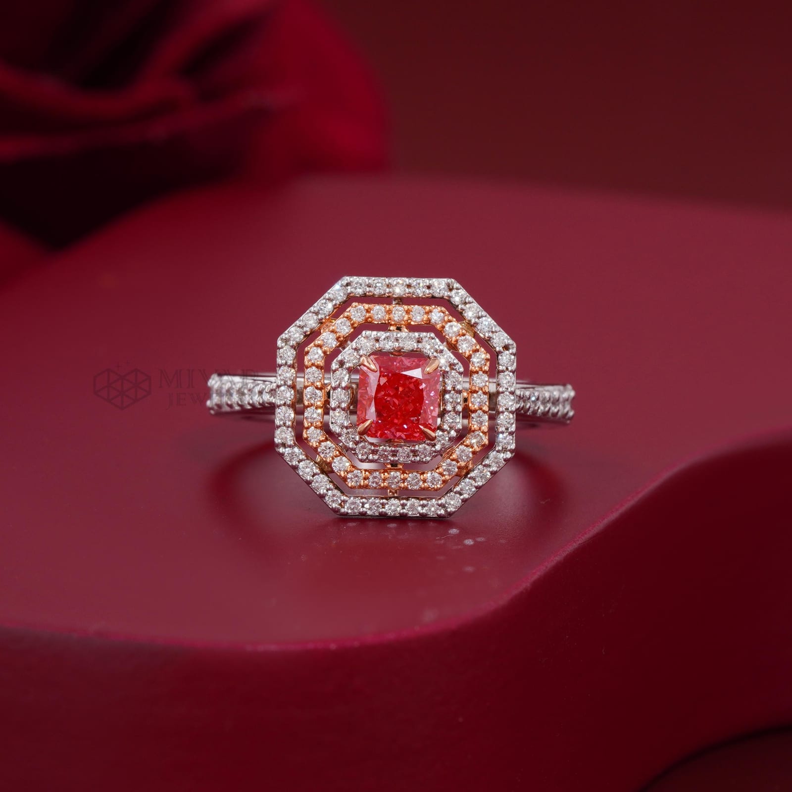 Red Lab Grown Diamond Ring