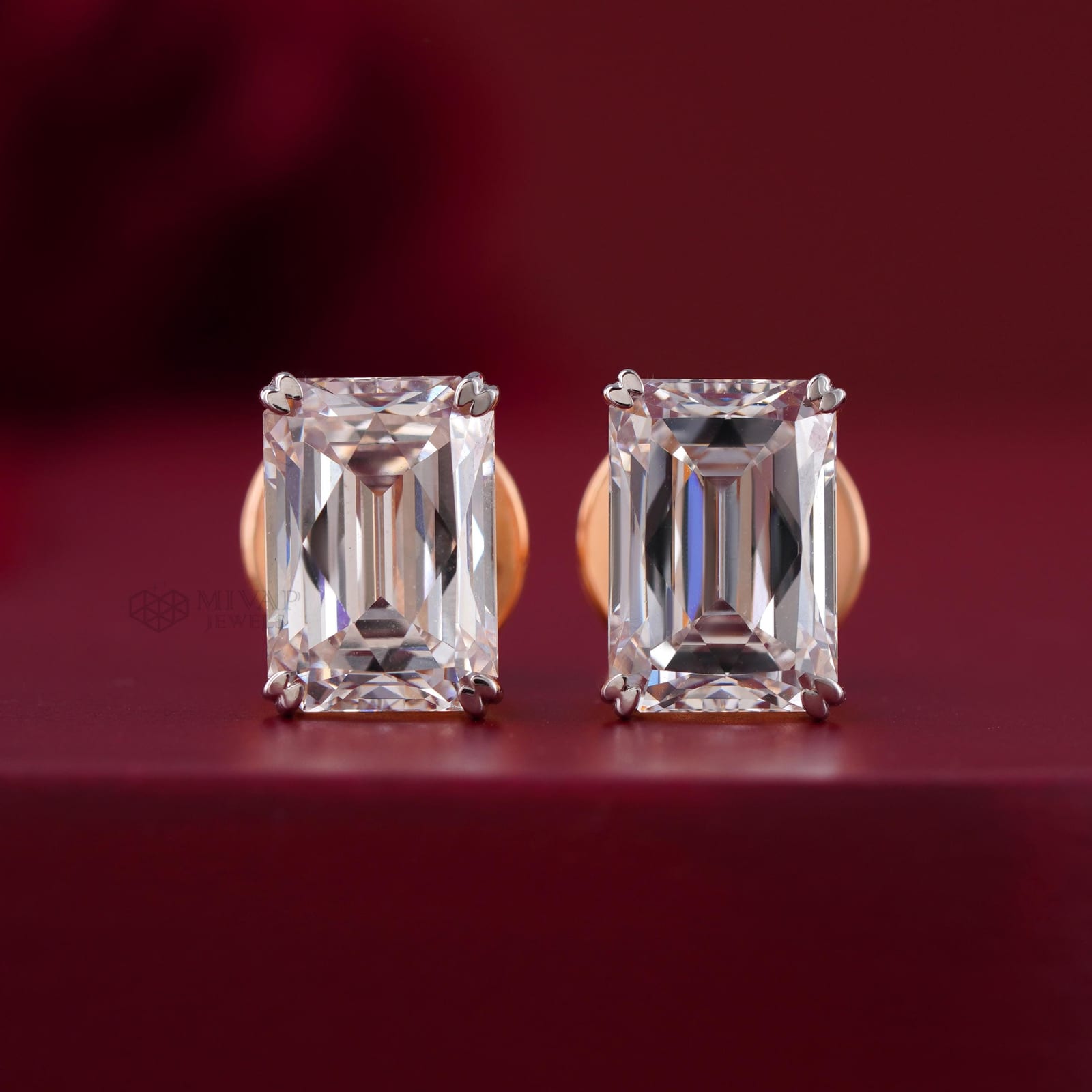 Emerald Cut Lab Grown Diamond Stud Earrings