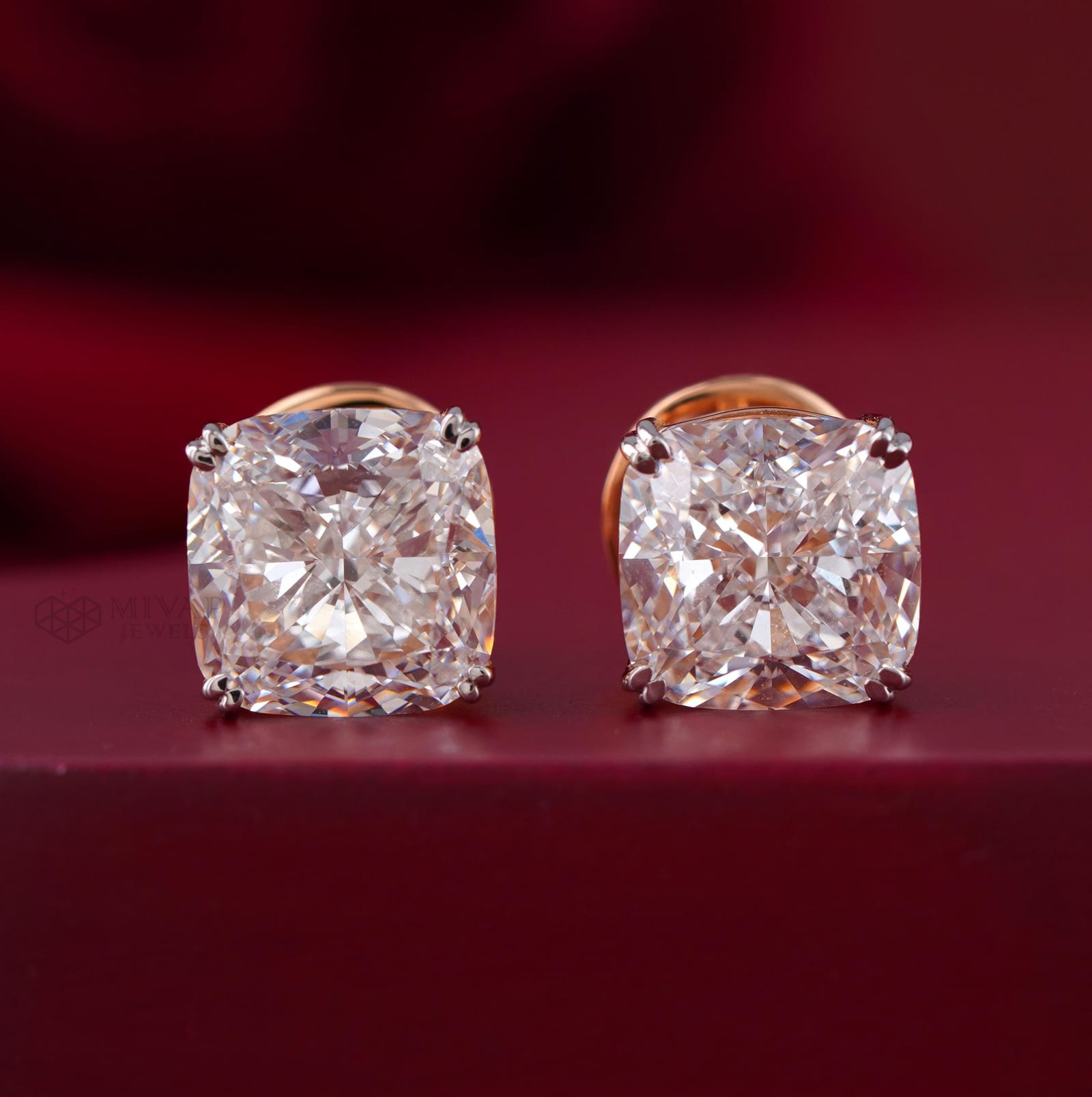 Cushion Cut Lab Grown Diamond Stud Earrings