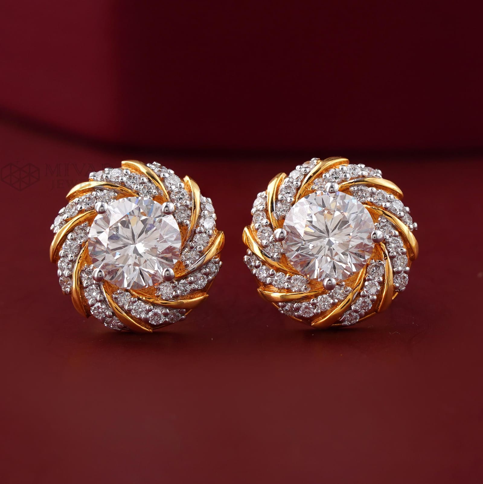 Swirl Halo Lab Grown Diamond Stud Earrings