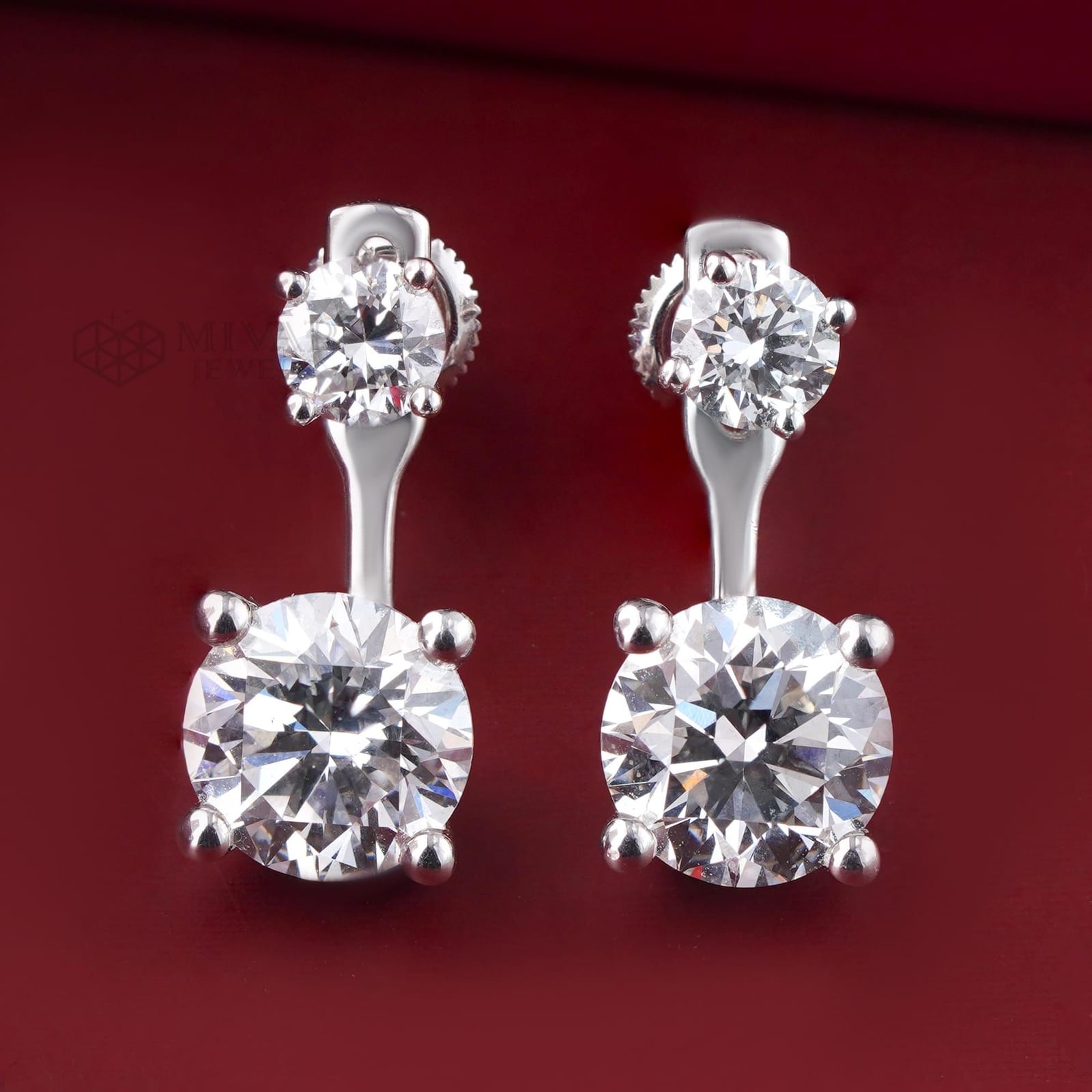Round Lab Grown Diamond Drop Earrings