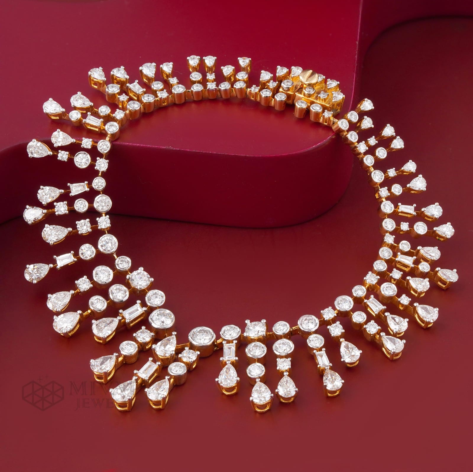 14KT Gold Lab Grown Diamond Fringe Necklace
