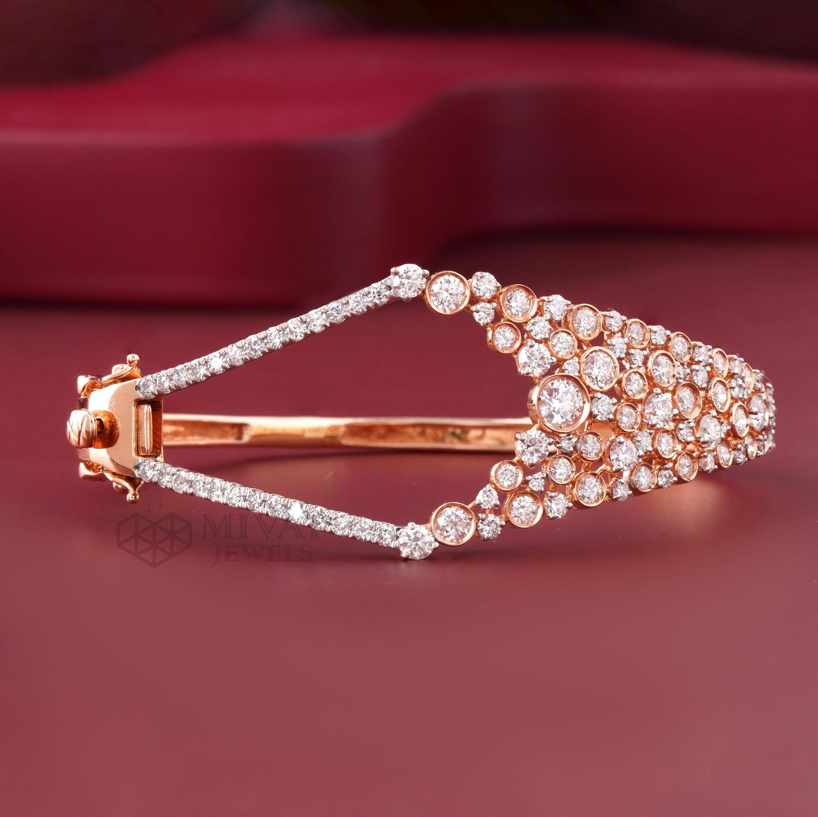 Rose Gold Lab Grown Diamond Bangle – 14K Gold Bridal Bracelet