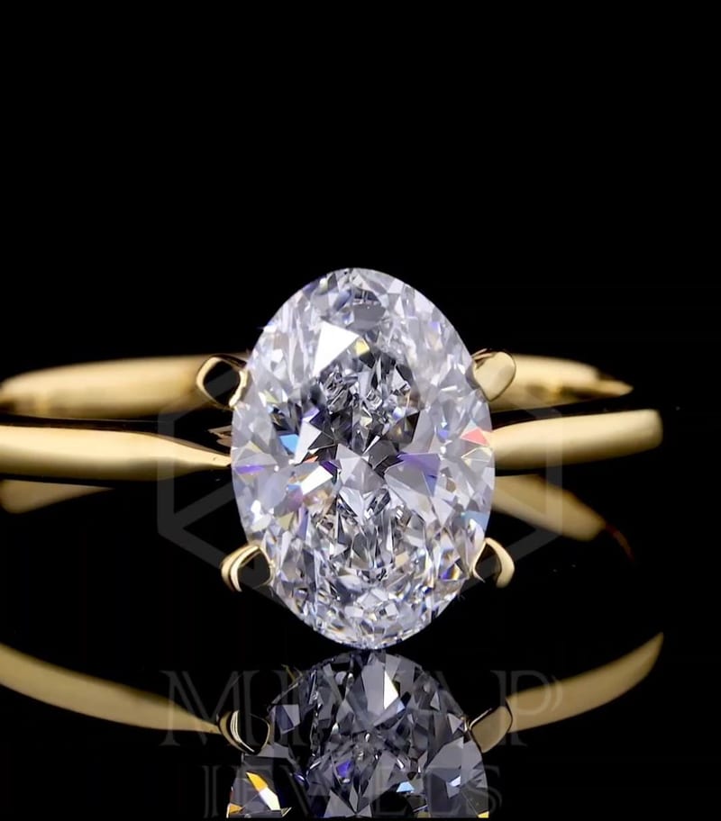 1.50 ct Oval Lab Grown Diamond Solitaire Engagement Ring - 14Kt Gold