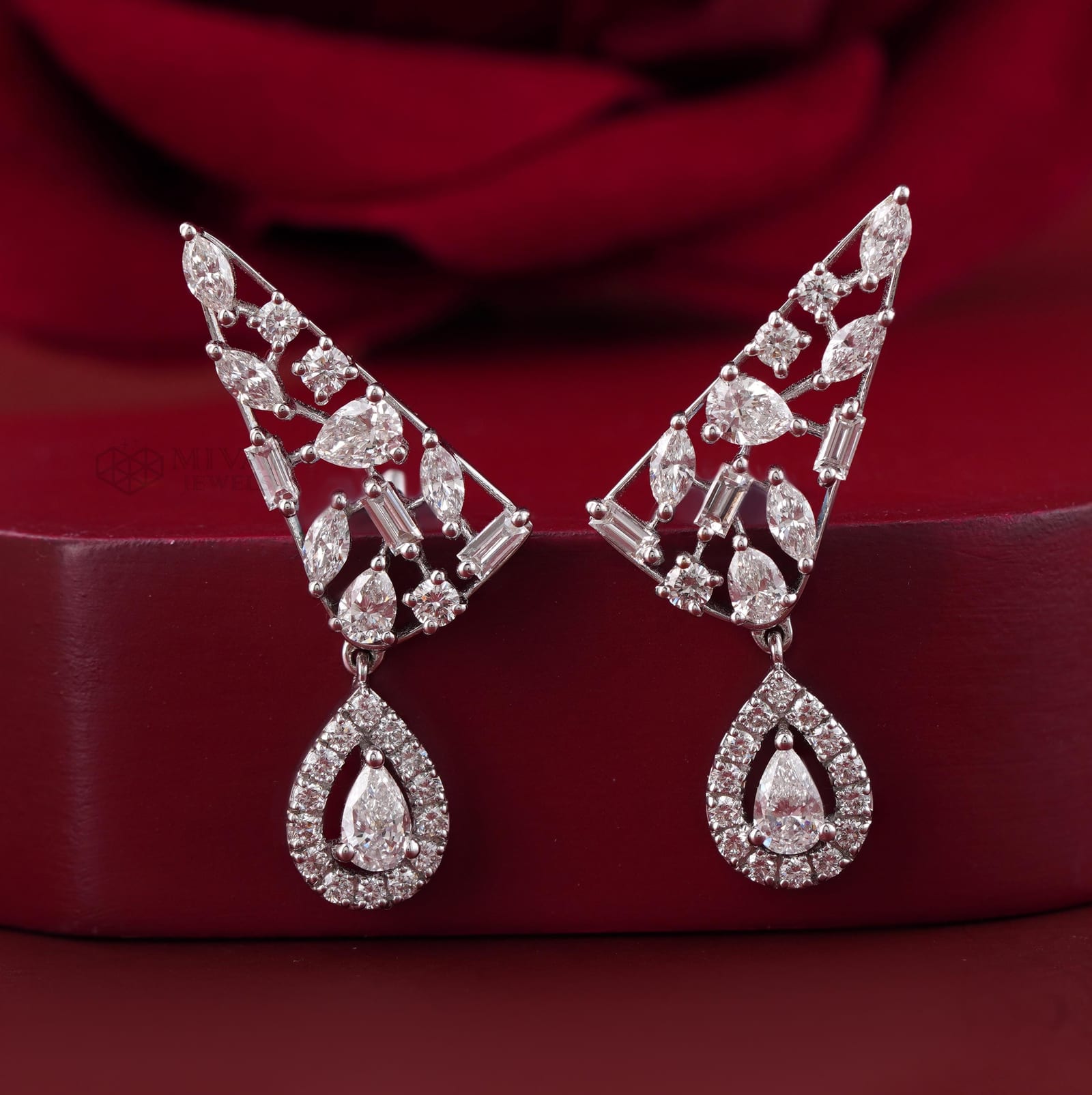 14K White Gold Lab Grown Diamond Chandelier Earrings