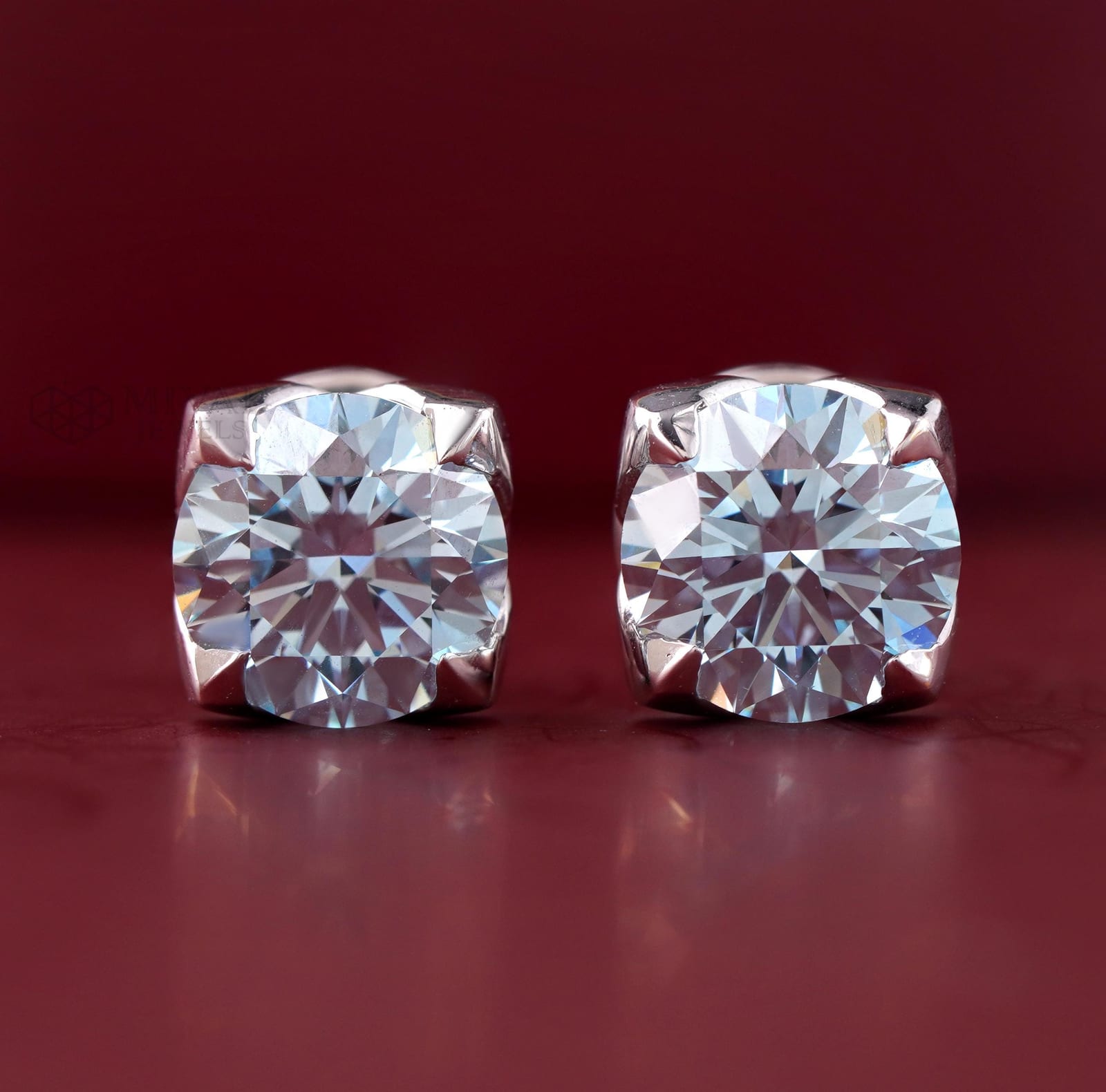3.29 CT Light Blue Lab Grown Diamond Stud Earrings