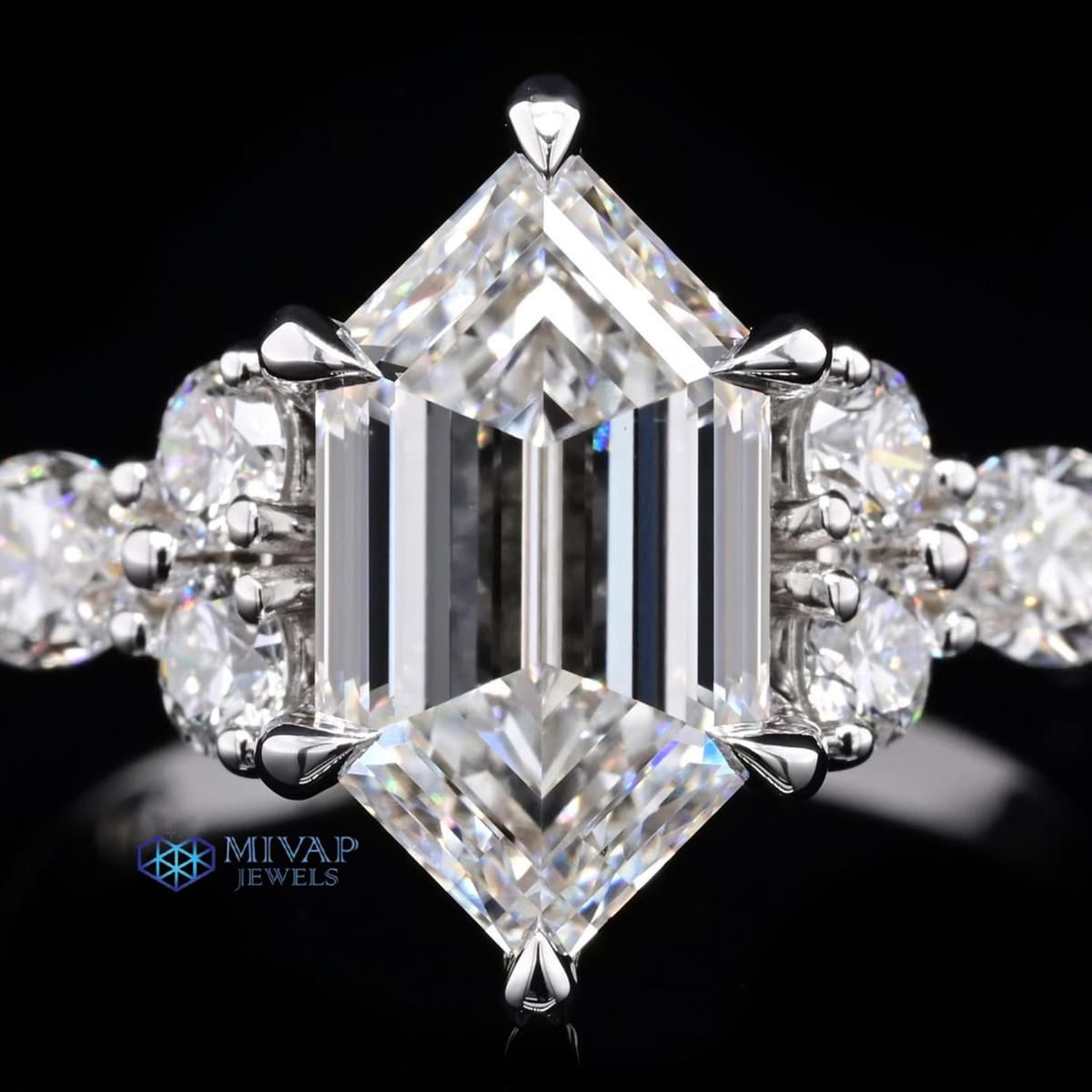 Elongated Hexagon Engagement Ring