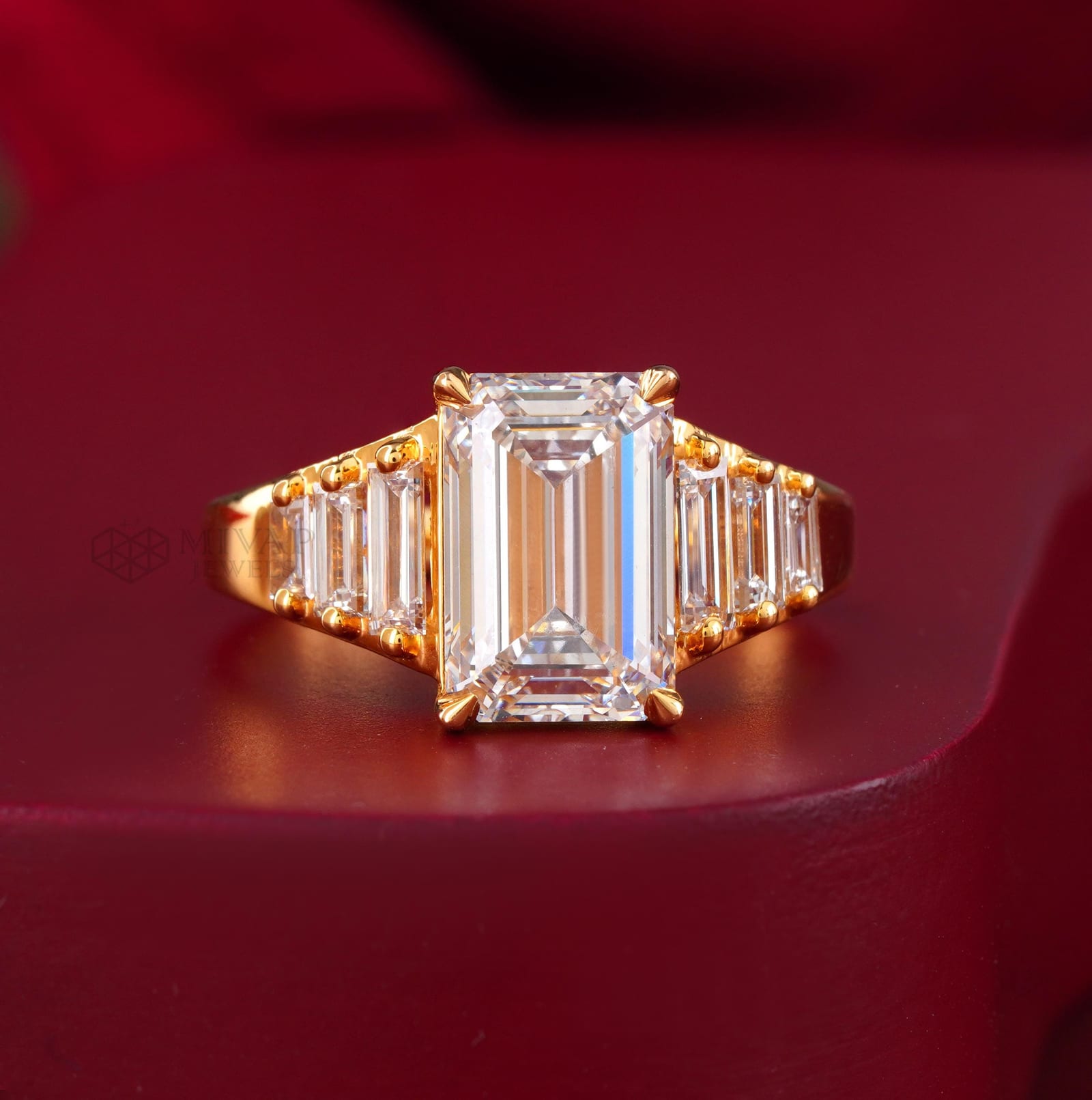 Emerald Cut 3.01CT Lab Grown Diamond Ring