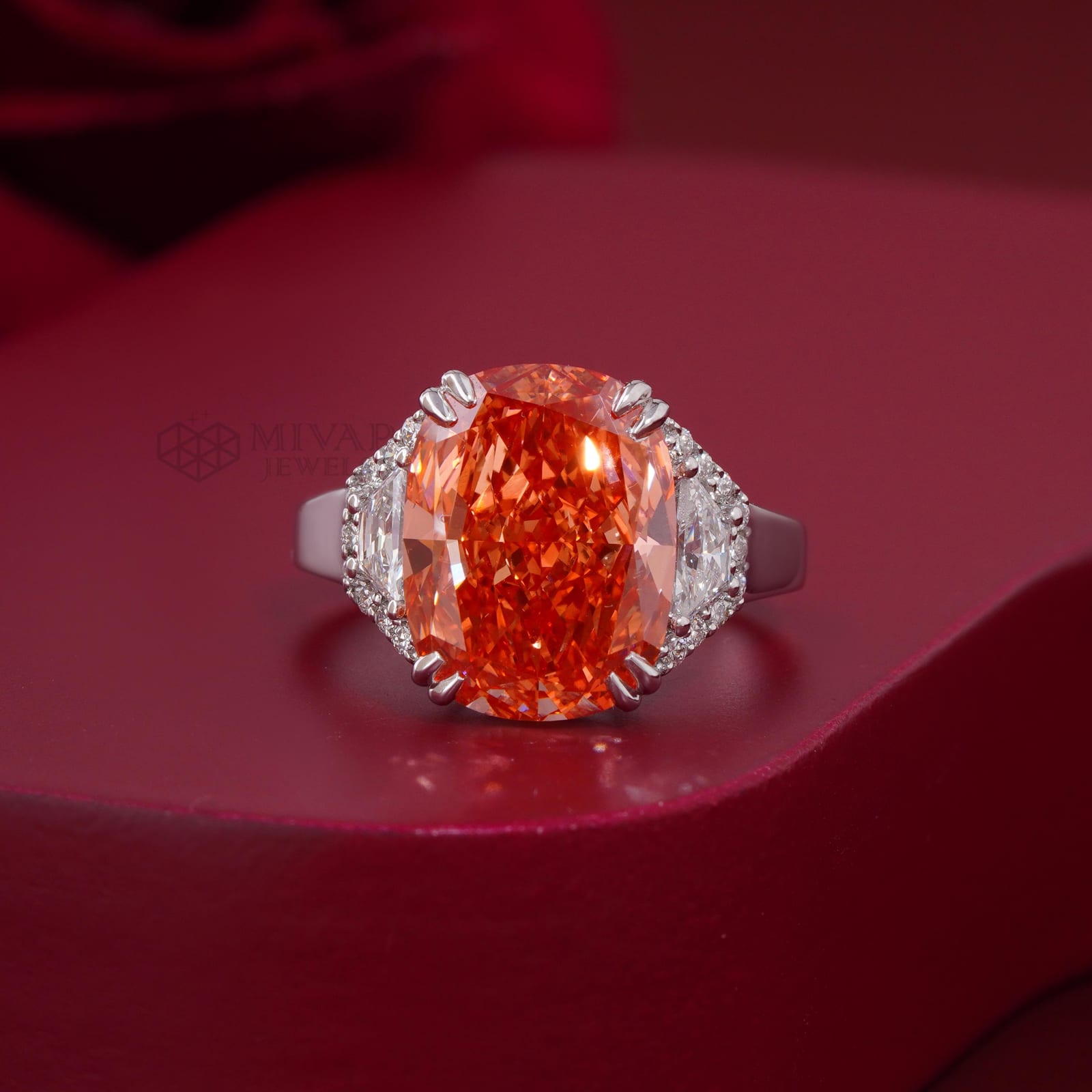 7.01 CT Vivid Red Lab Grown Diamond Ring – 14kt Rose Gold Engagement Ring