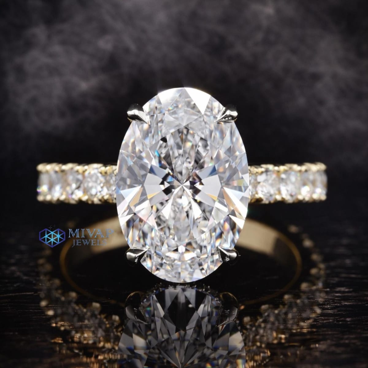 2 CT Oval Lab Grown Diamond Engagement Ring