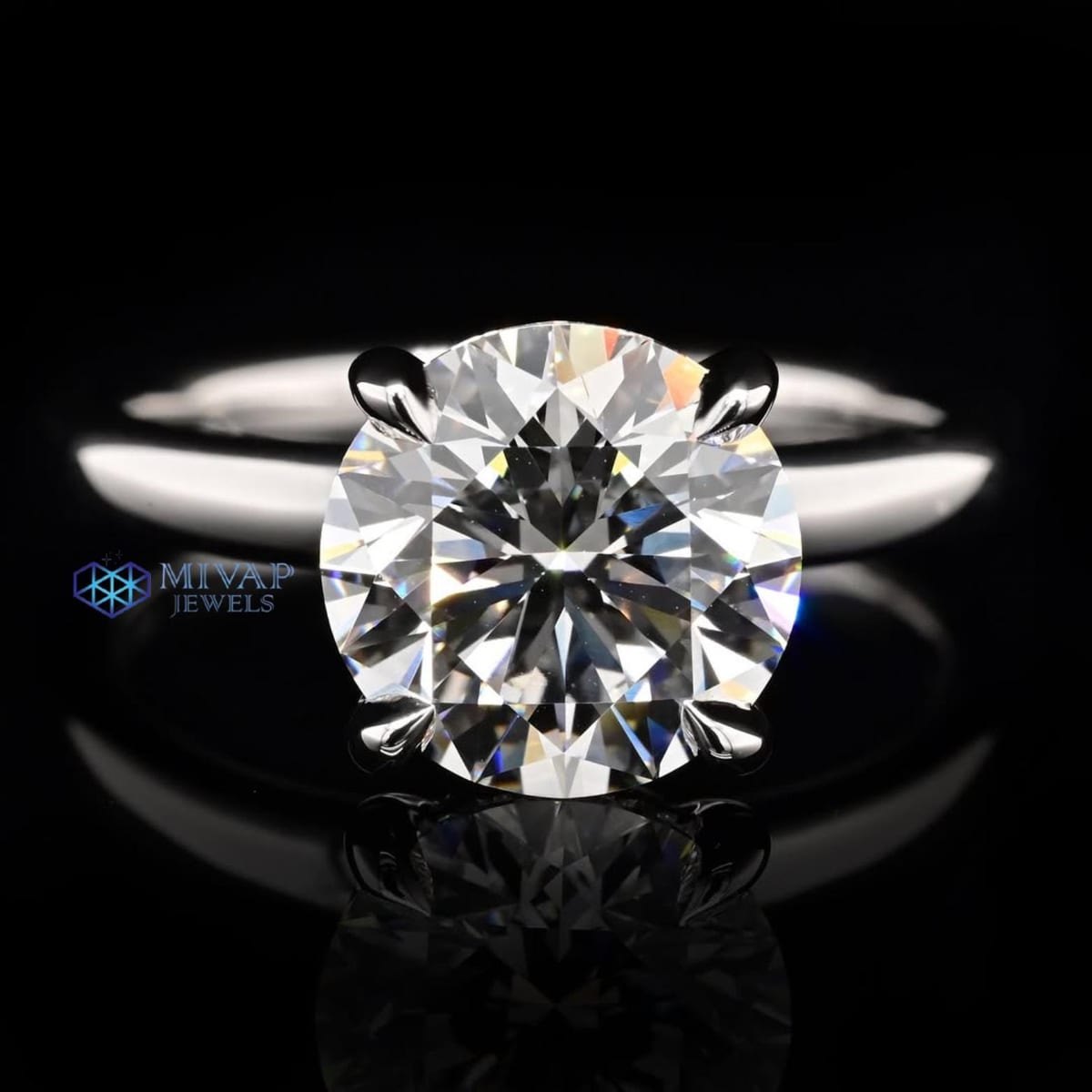 3.00 CT Round Lab Grown Diamond Engagement Ring
