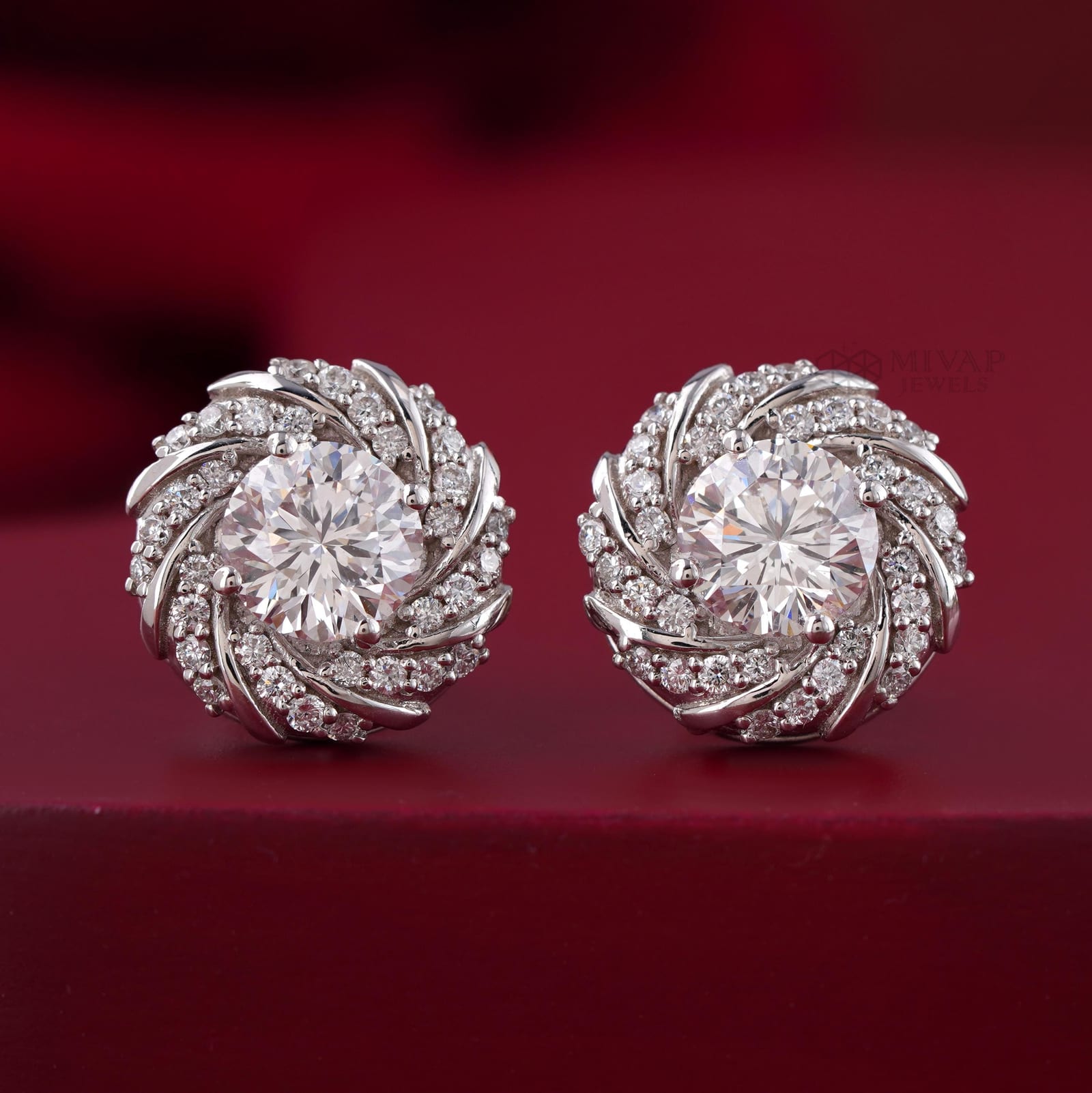 Lab Grown Diamond Swirl Stud Earrings