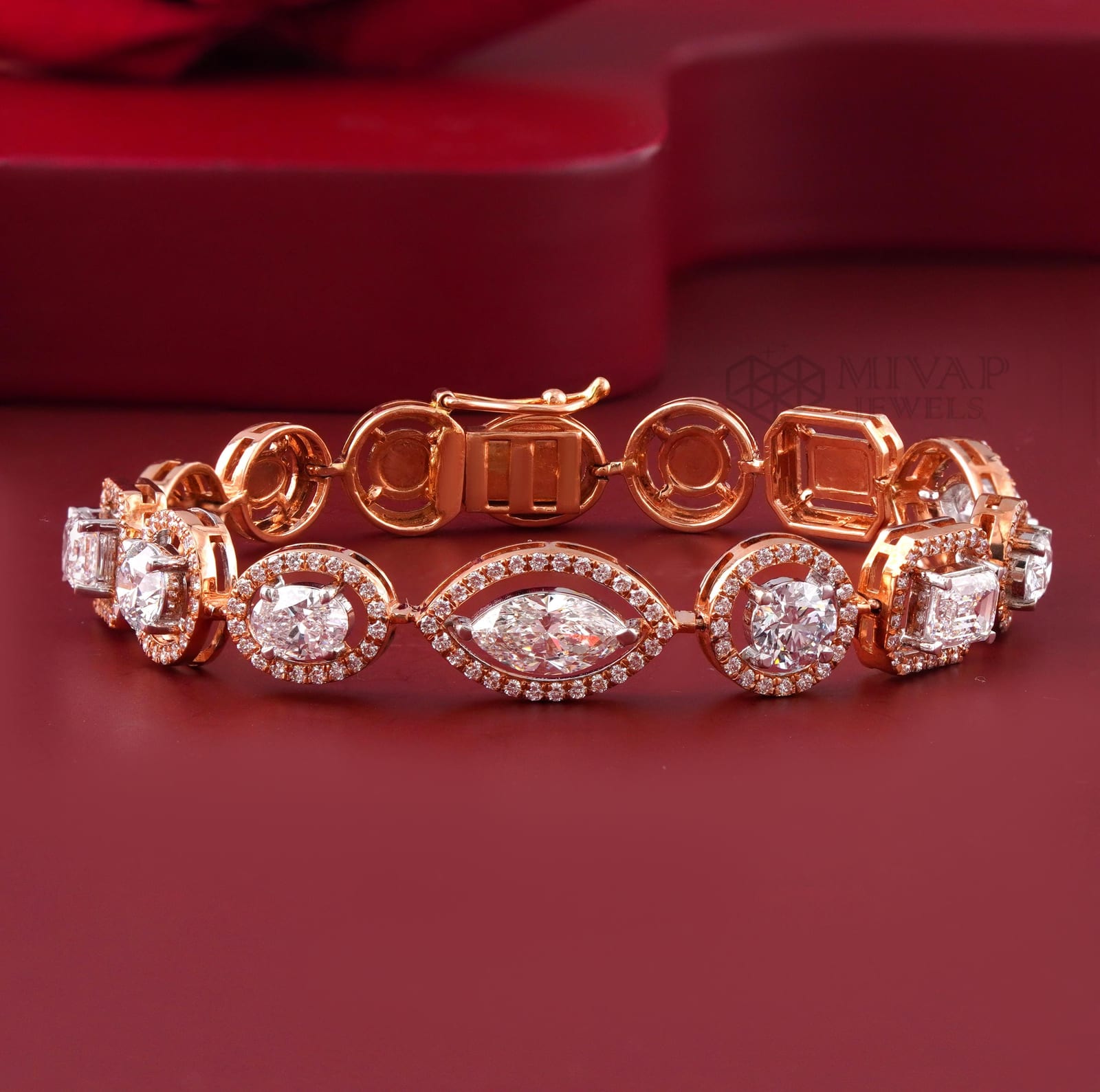 14KT Rose Gold Lab Grown Diamond Tennis Bracelet